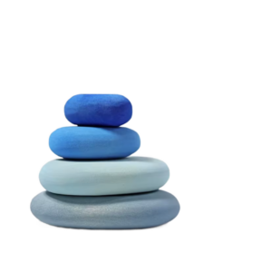 Wooden Stacking Pebbles Blue 4 PK